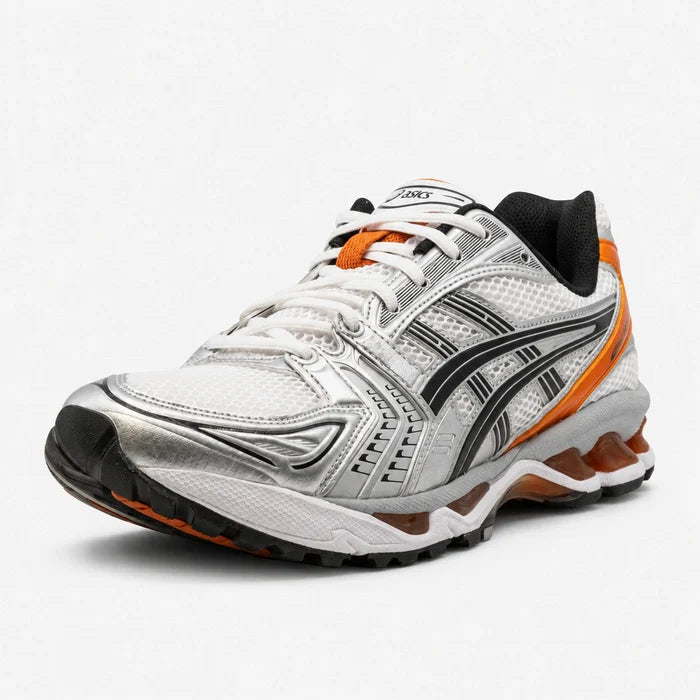 ASICS GEL KAYANO 14 Blanco Plateado Negro Naranja