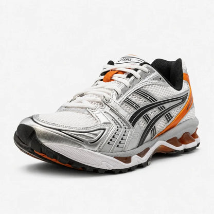 ASICS GEL KAYANO 14 Blanco Plateado Negro Naranja