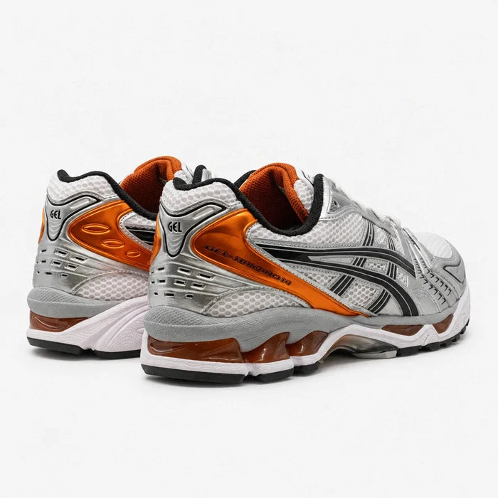ASICS GEL KAYANO 14 Blanco Plateado Negro Naranja
