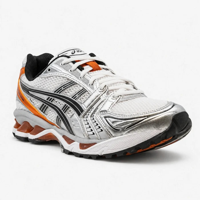 ASICS GEL KAYANO 14 Blanco Plateado Negro Naranja