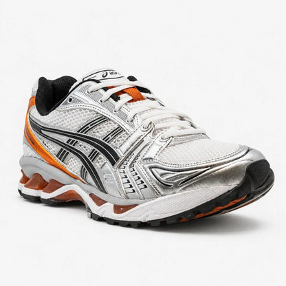 ASICS GEL KAYANO 14 Blanco Plateado Negro Naranja