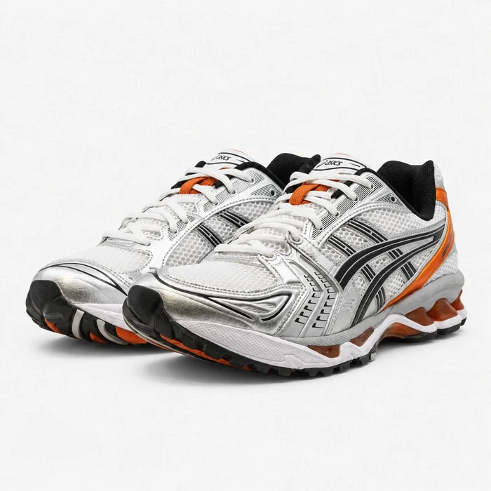 ASICS GEL KAYANO 14 Blanco Plateado Negro Naranja