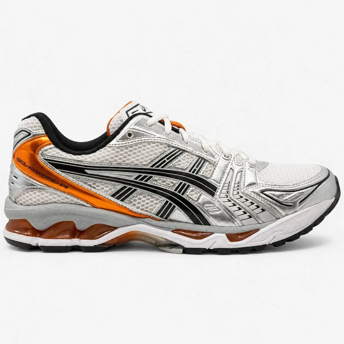 ASICS GEL KAYANO 14 Blanco Plateado Negro Naranja
