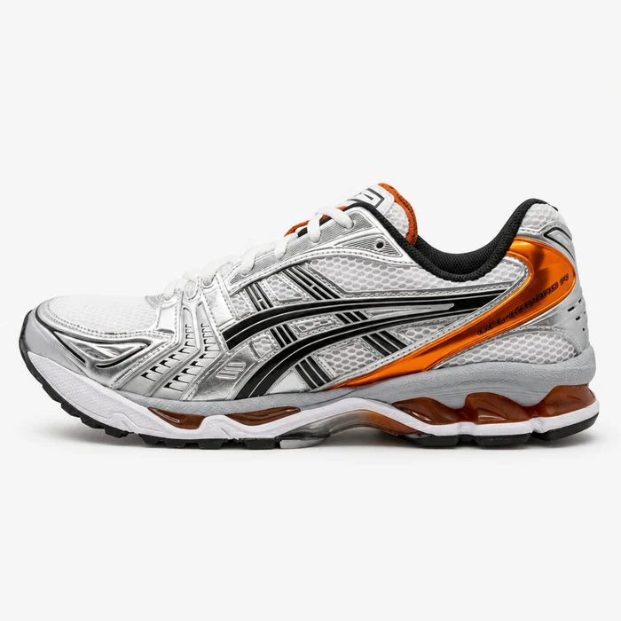 ASICS GEL KAYANO 14 Blanco Plateado Negro Naranja